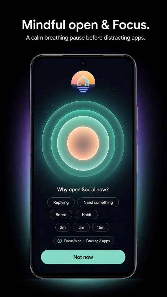 ModoForge mindful pause before opening an app