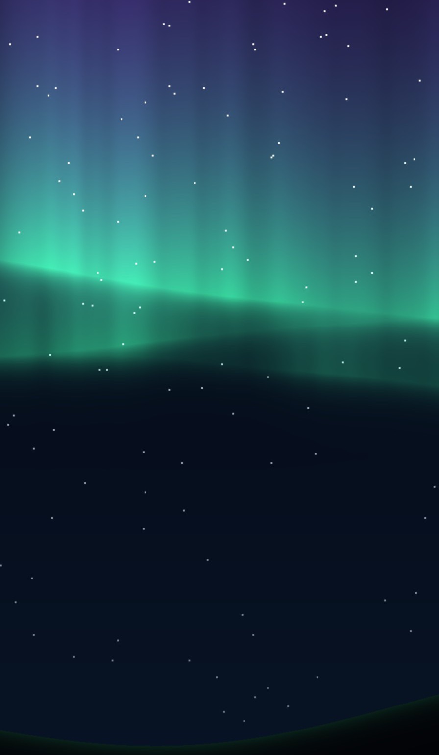 Aurora wallpaper with green northern lights over dark hills