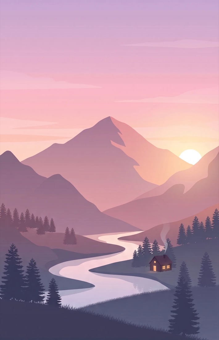 Mountain valley at dawn