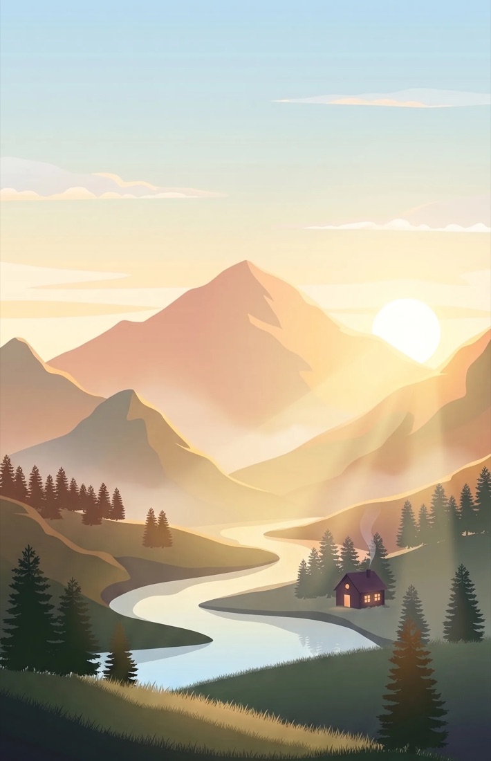 Mountain valley in the morning