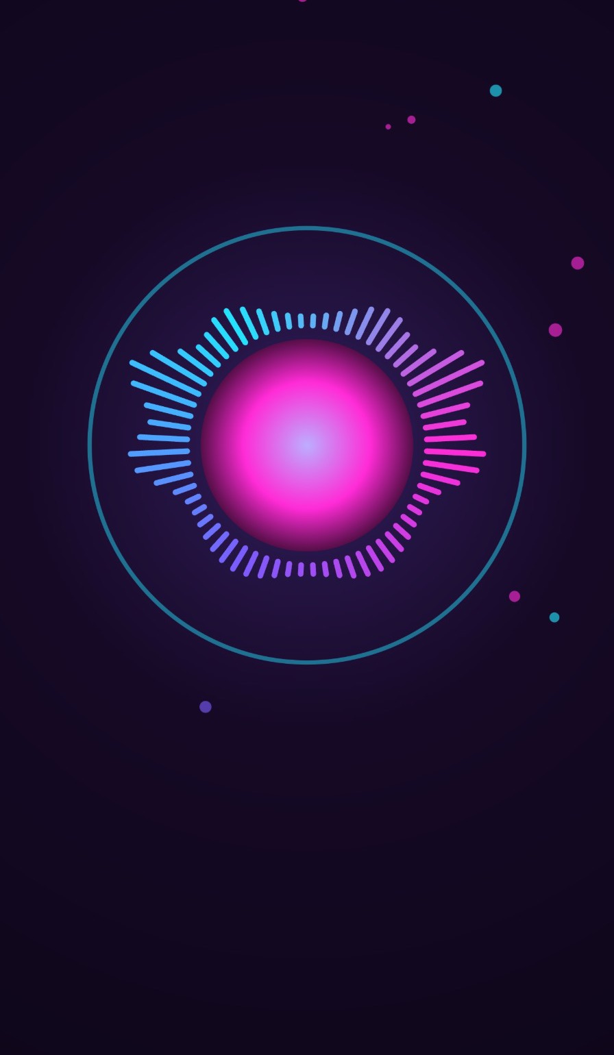 Music Visualiser wallpaper with a glowing orb and spectrum ring