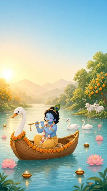 Bal Krishna Swan Boat scene