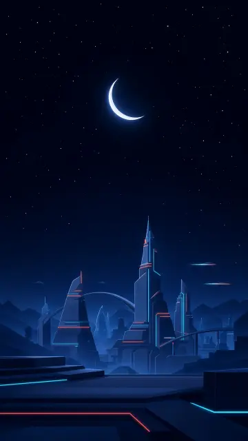 Neon Cyber City scene