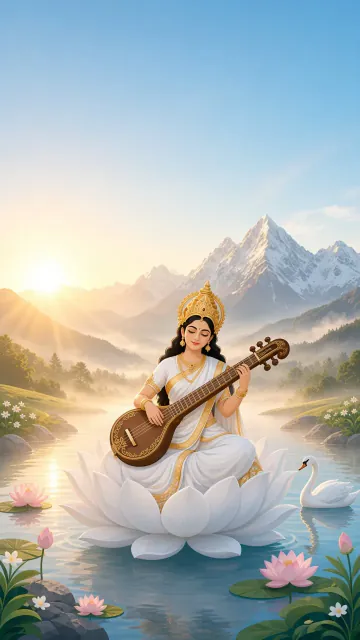Goddess Saraswati scene